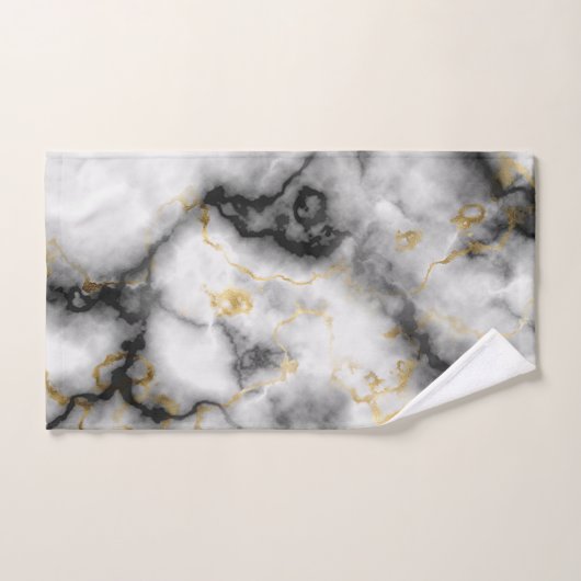 Grey White Black en Gold Marble Pattern Bad Handdoek (Handdoek)