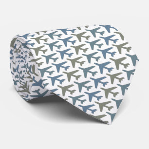 Grey White Captain Airplane Stropdas