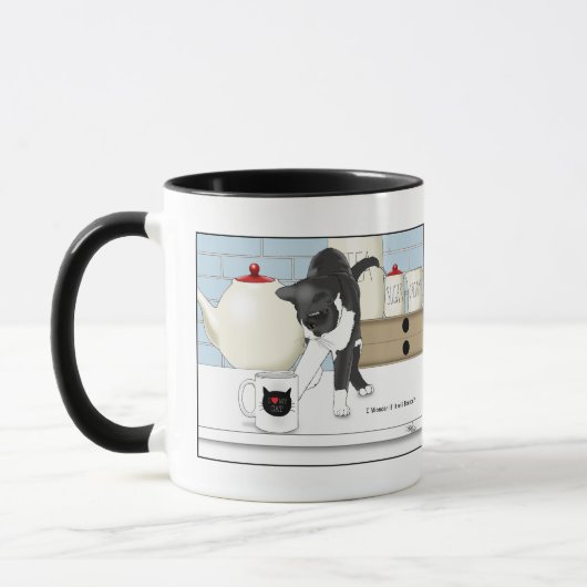 Grey White Cat Funny Tea Mok Keuken (Links)