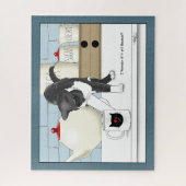 Grey White Cat Funny Tea Mok Keuken Legpuzzel (Verticaal)