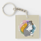 Grey White Cat Hair Laundry Sleutelhanger (Voorkant)