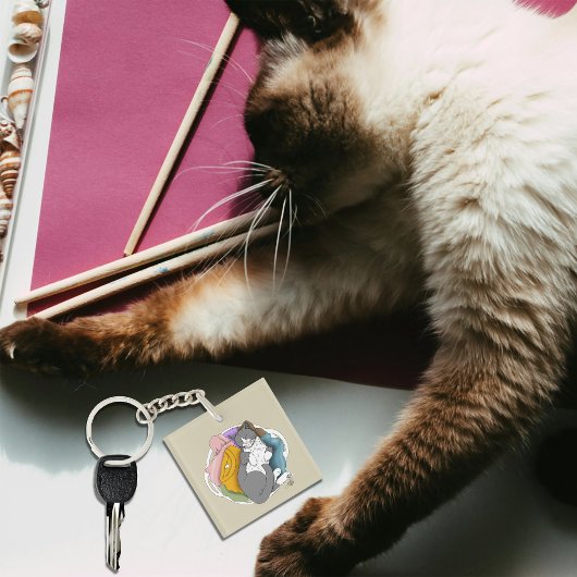 Grey White Cat Hair Laundry Sleutelhanger