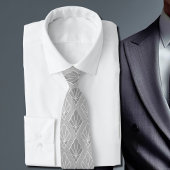 Grey & White Diamonds Art Deco Patroon Stropdas