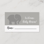 Grey & White Elephant Luier Raffle Ticket Informatiekaartje (Achterkant)