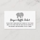 Grey & White Elephant Luier Raffle Ticket Informatiekaartje (Voorkant)