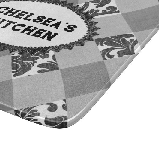 Grey White Gingham  Country Snijplank (Hoek)