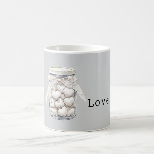 Grey White Hearts   Koffiemok (Center)