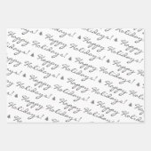 Grey White Merry Prettige feestdagen Inpakpapier Vel (Voorkant 3)