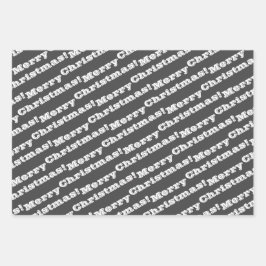 Grey White Merry Prettige feestdagen Inpakpapier Vel