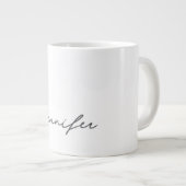 Grey White Modern Minimalist Handwriting Name Grote Koffiekop (Voorkant rechts)