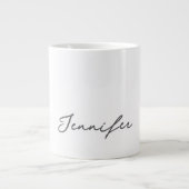 Grey White Modern Minimalist Handwriting Name Grote Koffiekop (Voorkant)