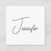 Grey White Modern Minimalist Handwriting Name Informatiekaartje (Voorkant)