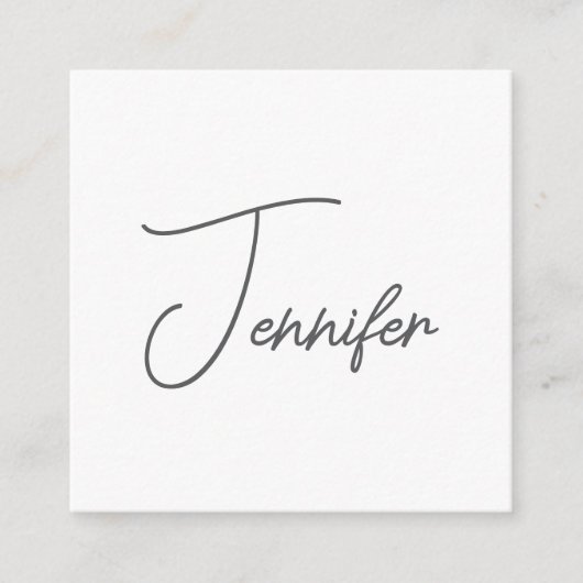 Grey White Modern Minimalist Handwriting Name Informatiekaartje (Voorkant)