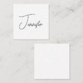 Grey White Modern Minimalist Handwriting Name Informatiekaartje (Voorkant / Achterkant)