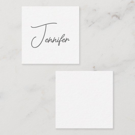 Grey White Modern Minimalist Handwriting Name Informatiekaartje (Voorkant / Achterkant)