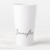 Grey White Modern Minimalist Handwriting Name Latte Mok (Voorkant)