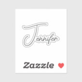 Grey White Modern Minimalist Handwriting Name Sticker (Vel)