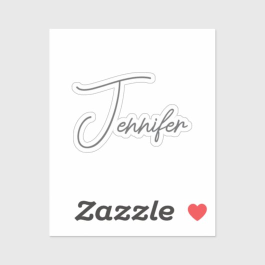 Grey White Modern Minimalist Handwriting Name Sticker (Vel)