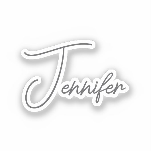 Grey White Modern Minimalist Handwriting Name Sticker (Voorkant)