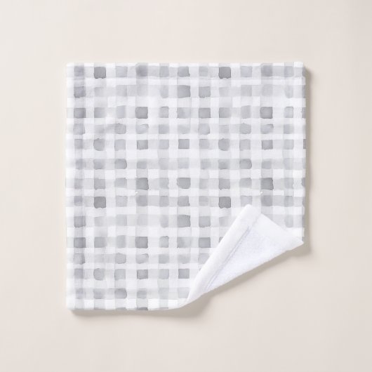 Grey White Plaid Stripes Bad Handdoek (Wasdoekje)