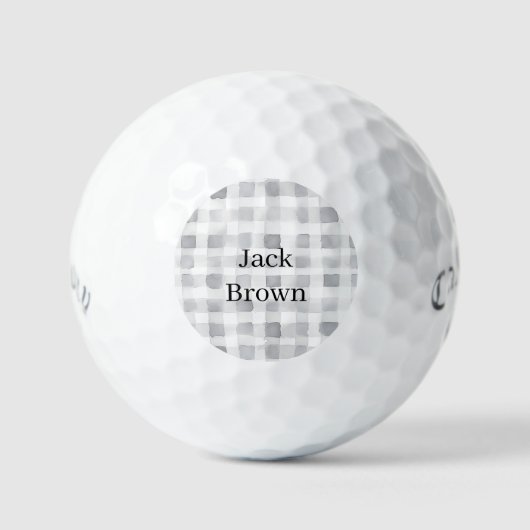 Grey White Plaid Stripes Golfballen (Voorkant)