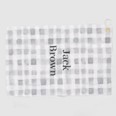 Grey White Plaid Stripes Golfhanddoek (Horizontaal)