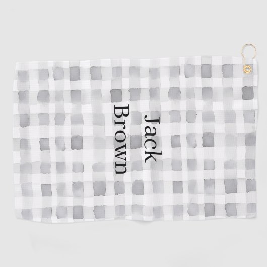 Grey White Plaid Stripes Golfhanddoek (Horizontaal)