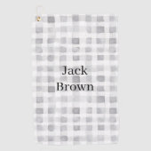 Grey White Plaid Stripes Golfhanddoek (Voorkant)
