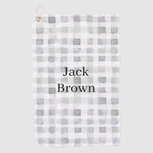 Grey White Plaid Stripes Golfhanddoek (Voorkant)