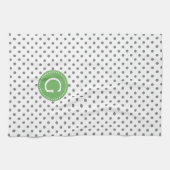 Grey & White Polka Dots Green Accent Theedoek (Horizontaal)