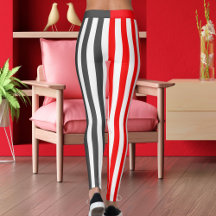 Grey White Red Striped Women's Athletic Workout
