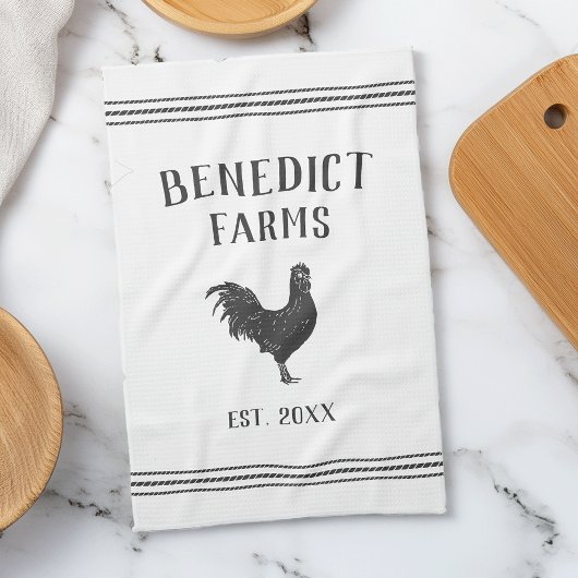 Grey & White Rustic Chicken Gepersonaliseerde Boer Theedoek