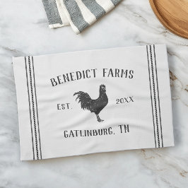Grey & White Rustic Chicken Gepersonaliseerde Boer Theedoek