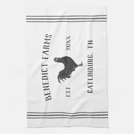 Grey & White Rustic Chicken Gepersonaliseerde Boer Theedoek (Verticaal)