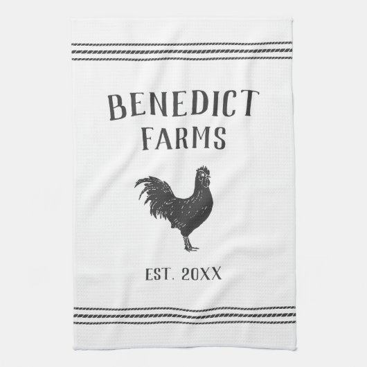 Grey & White Rustic Chicken Gepersonaliseerde Boer Theedoek (Verticaal)