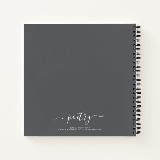 Grey White Script Your Name Poetry Notitieboek (Achterkant)