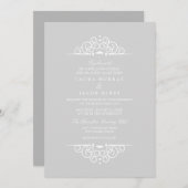 Grey & White  scroll bruiloft uitnodiging (Voorkant / Achterkant)