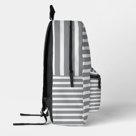 Grey & White Striped Backpack 💥 Cool & Modern Bedrukte Rugzak (Links)