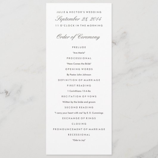 Grey & White Wedding Programma Sjabloon (Voorkant)