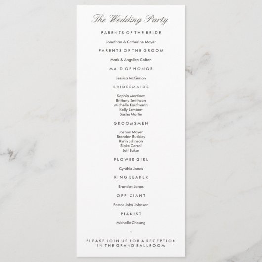 Grey & White Wedding Programma Sjabloon (Achterkant)