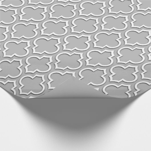 Grey White XL Moroccan Quatrefoil #7DS Cadeaupapier (Hoek)