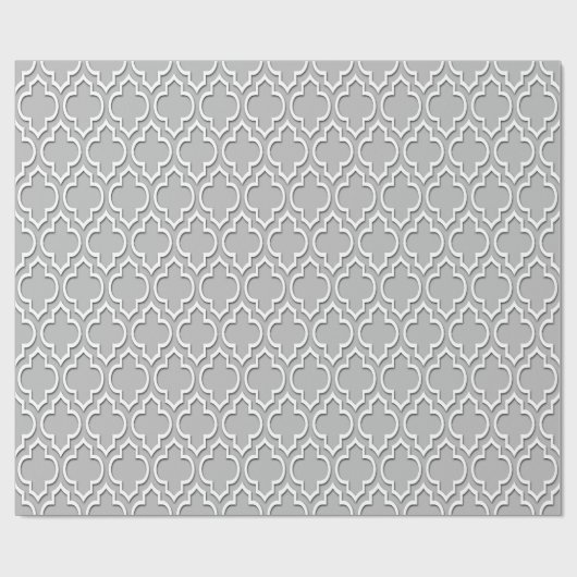 Grey White XL Moroccan Quatrefoil #7DS Cadeaupapier (Vlak)