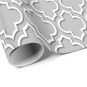 Grey White XL Moroccan Quatrefoil #7DS Cadeaupapier (Rol Hoek)