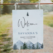 Grey Wilderness Winter Baby Shower Welcome Sign Foto Afdruk