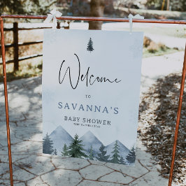 Grey Wilderness Winter Baby Shower Welcome Sign Foto Afdruk