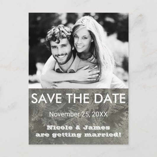Grey Winter Ice SAVE THE DATE Foto Briefkaart (Voorkant)
