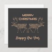 Grey wish card Merry Christmas new year reindeer Feestdagenkaart (Voorkant / Achterkant)
