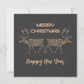 Grey wish card Merry Christmas new year reindeer Feestdagenkaart (Voorkant)