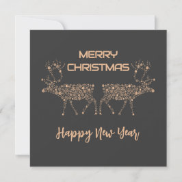 Grey wish card Merry Christmas new year reindeer Feestdagenkaart