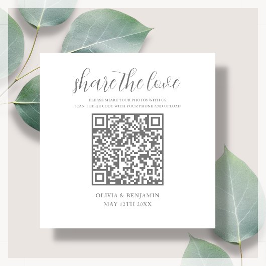 Grey | Wit Deel de Liefde QR Code Informatiekaartje